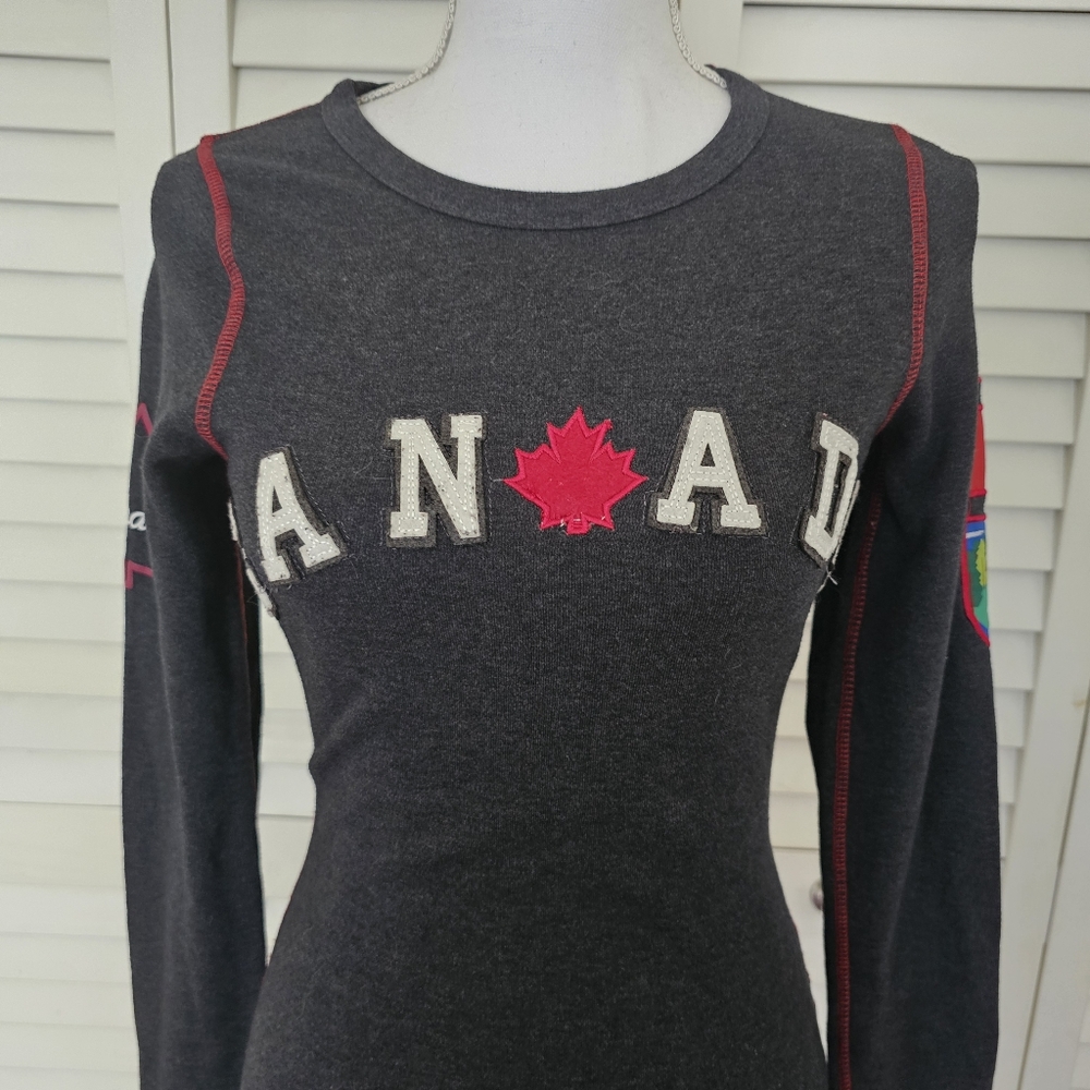 Vintage Collection Brand Canada Top Size XS Charcoal Gray Long Sleeve Pullover - Picture 3 of 14
